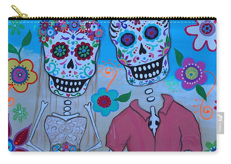 Rick And Nicole Zip Pouch featuring the painting Special Mexican Wedding by Pristine Cartera Turkus