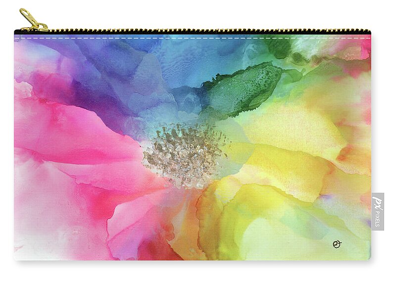 Flower Zip Pouch featuring the painting Spectrum of Life by Eli Tynan