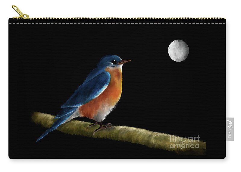 Bluebird Zip Pouch featuring the digital art Spellbound By The Light Of The Silvery Moon by Lois Bryan