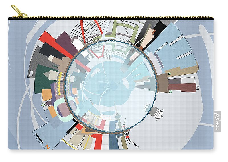 Sphere Zip Pouch featuring the photograph Sperical Panorama Rotterdam Skyline by Frans Blok