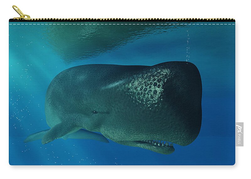 Sperm Whale Zip Pouch featuring the digital art Sperm Whale by Daniel Eskridge