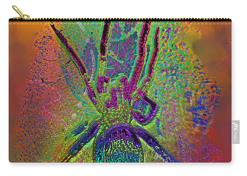 Spider Zip Pouch featuring the mixed media Spider by Kevin Caudill