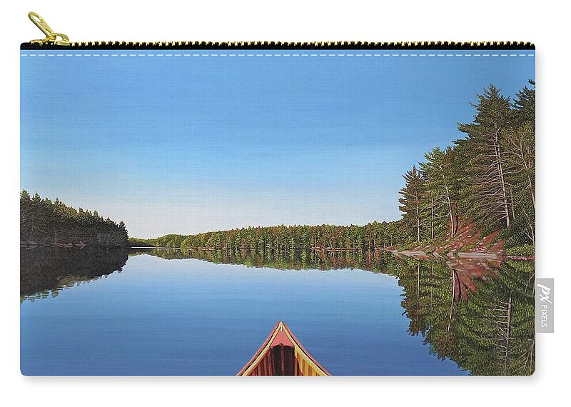 Spider Lake Carry-all Pouch featuring the painting Spider Lake Paddle by Kenneth M Kirsch