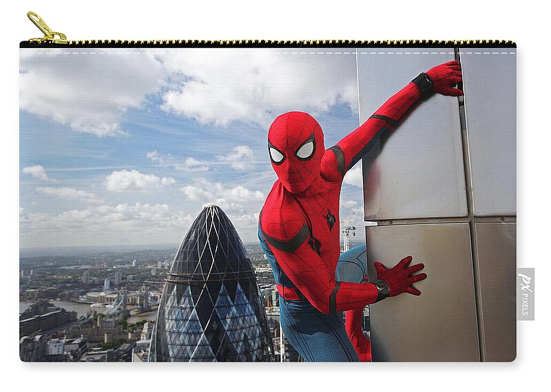 Spider-man Homecoming Zip Pouch featuring the digital art Spider-Man Homecoming by Maye Loeser