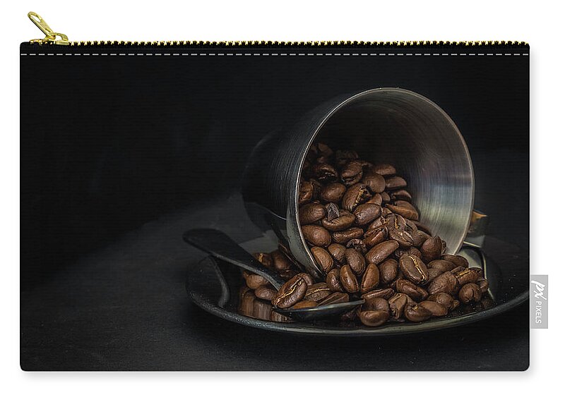 Coffee Zip Pouch featuring the photograph Spilled beans by Agnes Caruso