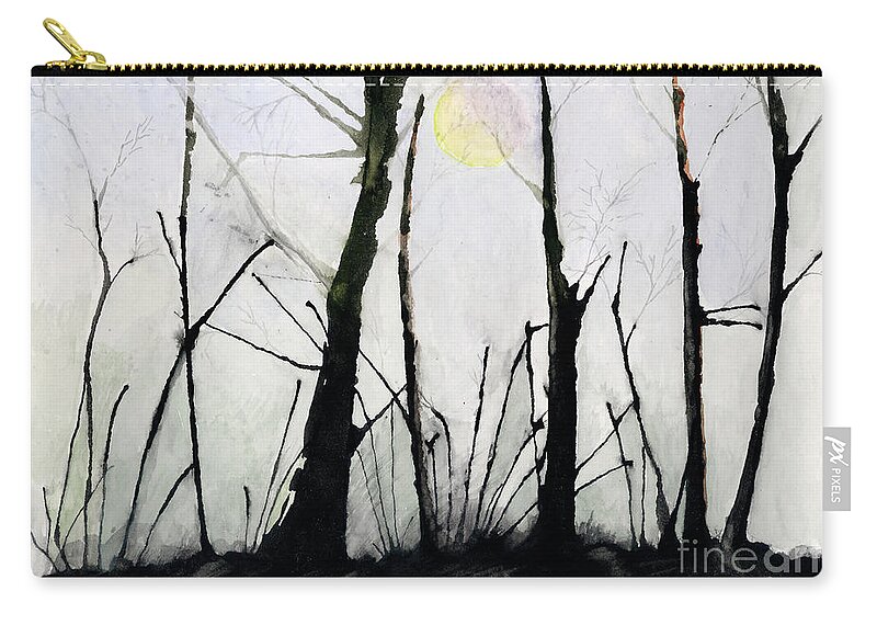 Trees Zip Pouch featuring the painting Spiny Trees by Jackie Irwin