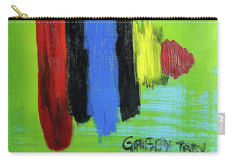 Green Zip Pouch featuring the painting Spinner by Gabby Tary