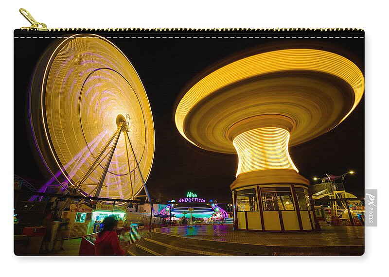 Fairground Zip Pouch featuring the photograph Spinning by Mark Rogers