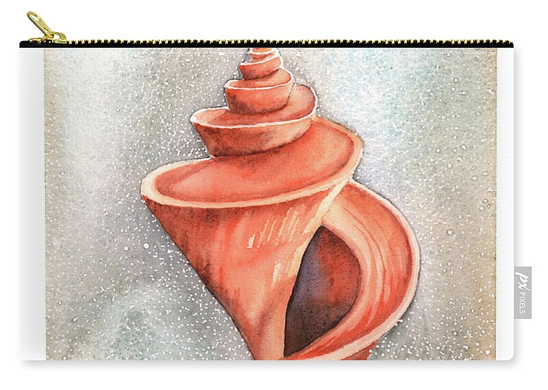 Seashell Carry-all Pouch featuring the painting Spiral Shell by Hilda Wagner