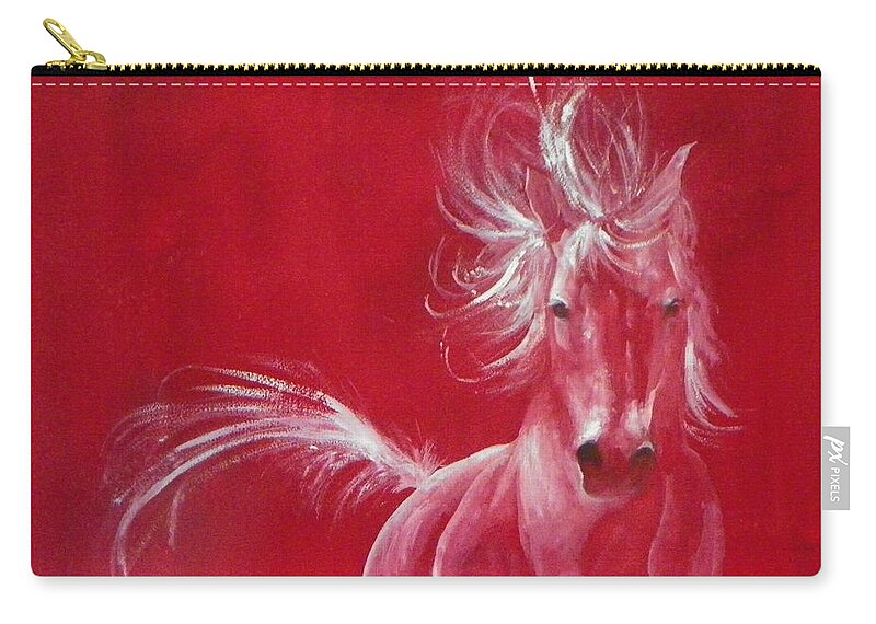 Horse Zip Pouch featuring the painting Spirit by Celene Terry