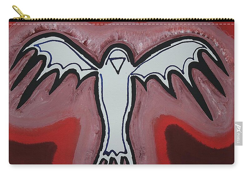 Crow Zip Pouch featuring the painting Spirit Crow original painting by Sol Luckman