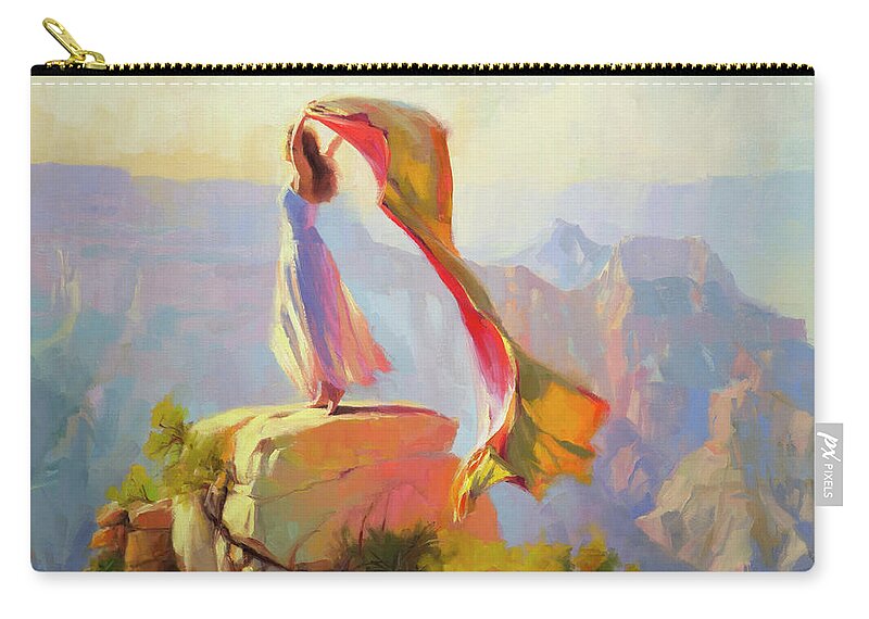 Southwest Zip Pouch featuring the painting Spirit of the Canyon by Steve Henderson