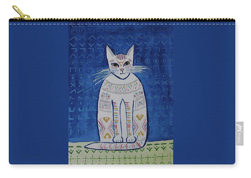 Cat Zip Pouch featuring the painting Spirit by Vera Smith