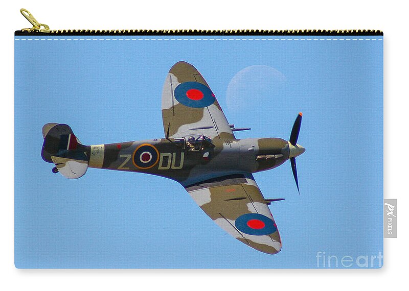 Spitfire Zip Pouch featuring the photograph Spitfire Moon by SnapHound Photography