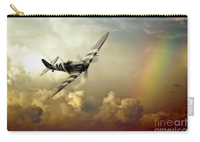Supermarine Zip Pouch featuring the digital art Spitfire Passing Through The Storm by Airpower Art