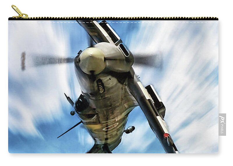 Spitfire Zip Pouch featuring the digital art Spitfire Roll by Airpower Art