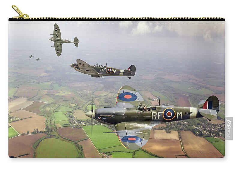 Spitfire Zip Pouch featuring the photograph Spitfire sweep cropped by Gary Eason