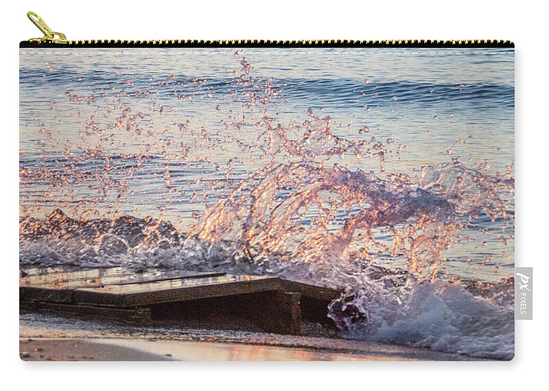 Lighthouse Zip Pouch featuring the photograph Splashed Onto the Scene by Bill Pevlor