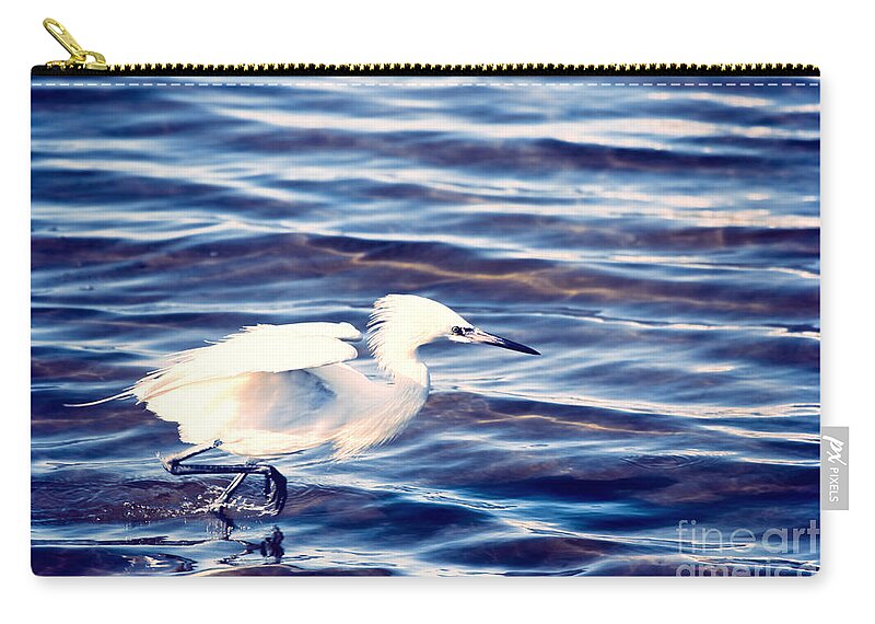 Egret Zip Pouch featuring the photograph Splashing About V6 by Douglas Barnard