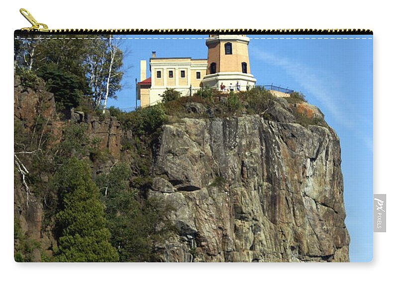 Lighthouse Zip Pouch featuring the photograph Split Rock 3 by Marty Koch