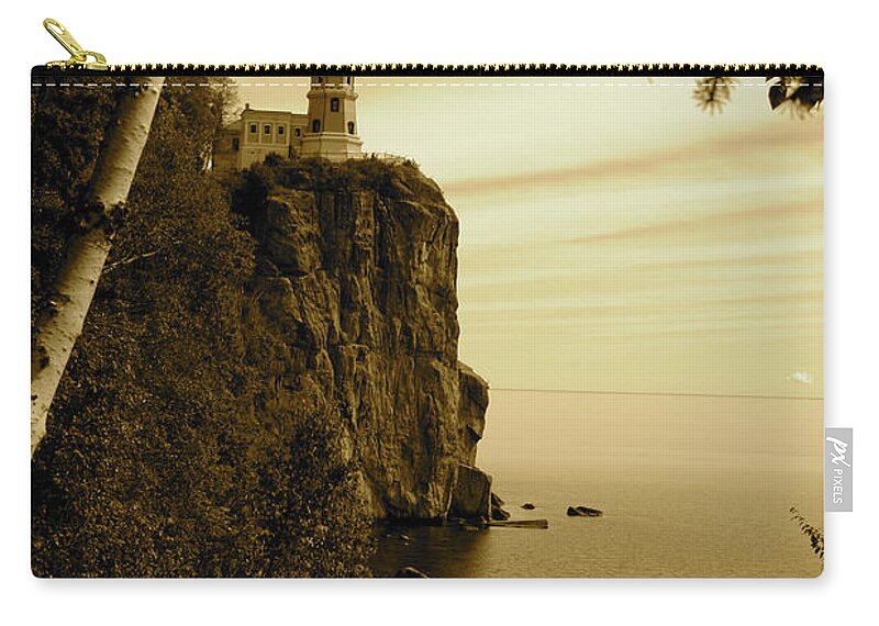 Lighthouse Zip Pouch featuring the photograph Split Rock by Becqi Sherman