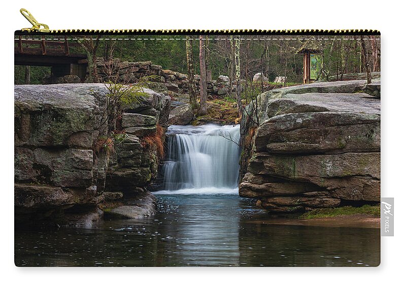 Waterfall Zip Pouch featuring the photograph Split Rock in April 2018 by Jeff Severson