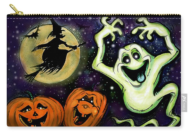 Halloween Zip Pouch featuring the painting Spooky by Kevin Middleton