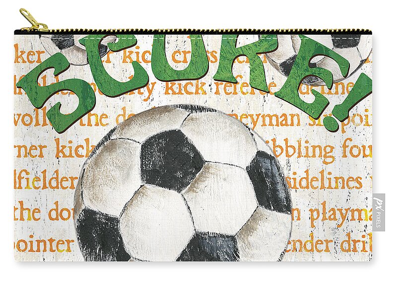 Soccer Zip Pouch featuring the painting Sports Fan Soccer by Debbie DeWitt