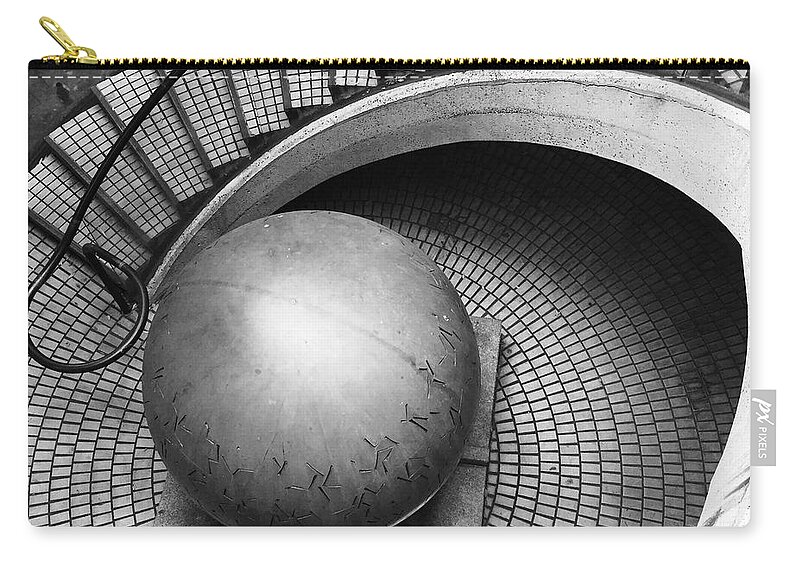 B & W Embarcadro San Francisco Zip Pouch featuring the photograph Sprials and circles and spheres by J Doyne Miller