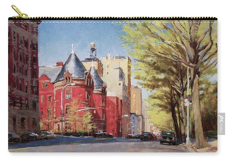 New York Zip Pouch featuring the painting Spring Afternoon, Central Park West by Peter Salwen