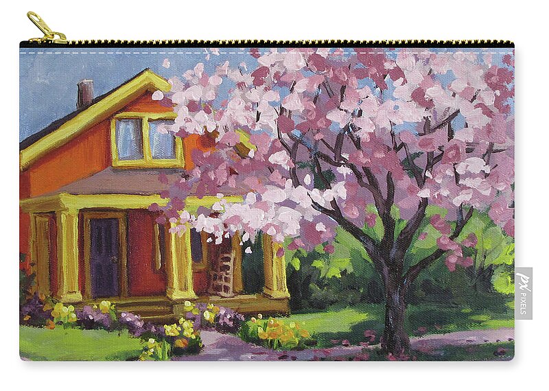 Spring Zip Pouch featuring the painting Spring at Last by Karen Ilari