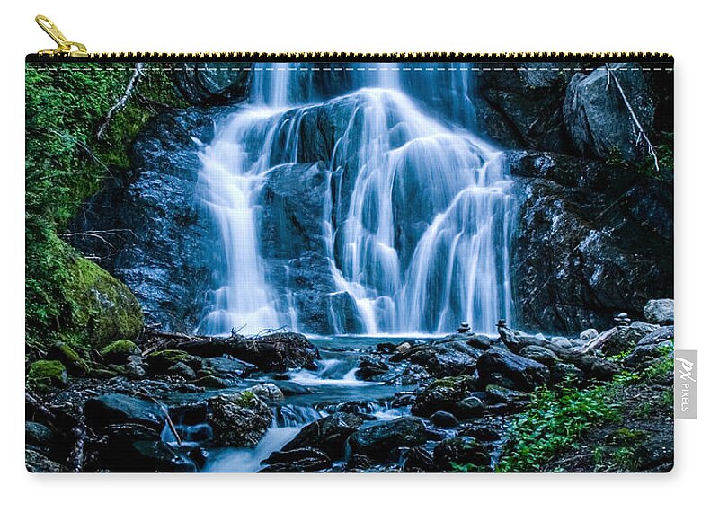 Granville Zip Pouch featuring the photograph Spring at Moss Glen falls by Jeff Folger