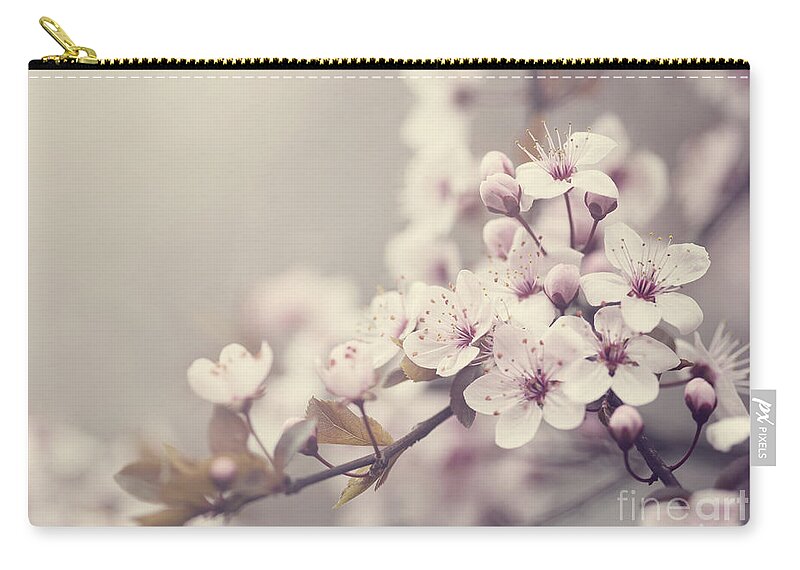Cherry Zip Pouch featuring the photograph Spring Blossom in pastel colors by Jelena Jovanovic
