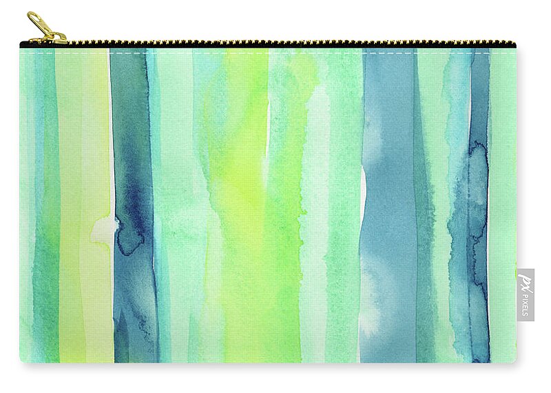 Pattern Zip Pouch featuring the painting Spring Colors Stripes Pattern Vertical by Olga Shvartsur