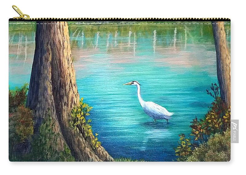 Landscape Zip Pouch featuring the painting Spring Fishing by Sarah Irland