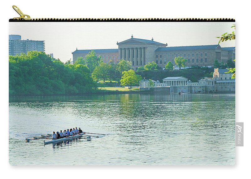 Spring Zip Pouch featuring the photograph Spring in Philadelphia - Rowing Crew by Bill Cannon