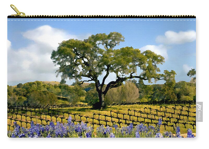 Vineyards Zip Pouch featuring the photograph Spring in the vineyard by Kurt Van Wagner