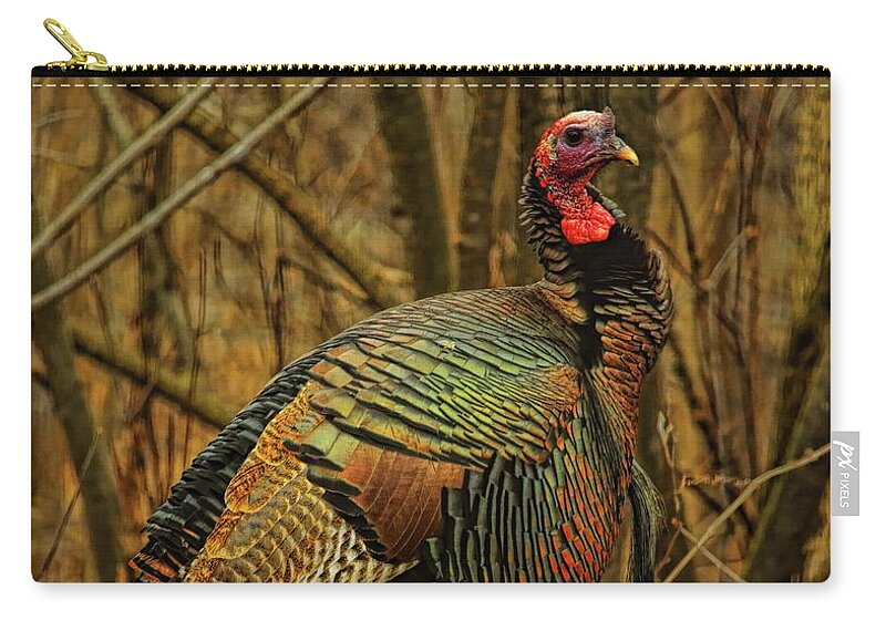 Wild Turkey Zip Pouch featuring the photograph Spring Longbeard by Dale Kauzlaric