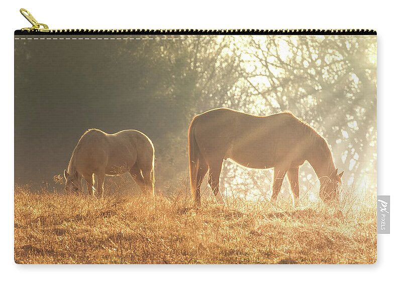 Horses Zip Pouch featuring the photograph Spring morning in the Ozarks by Allin Sorenson
