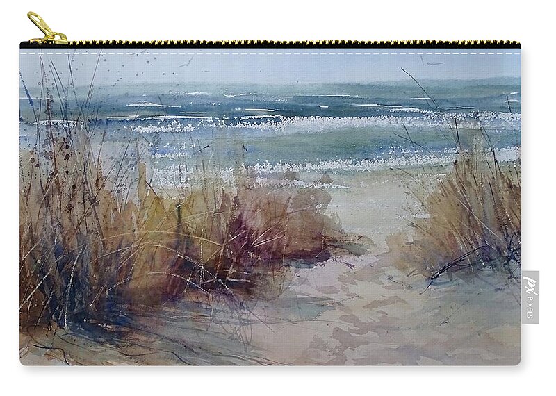 Lake Michigan Zip Pouch featuring the painting Spring on Lake Michigan by Sandra Strohschein
