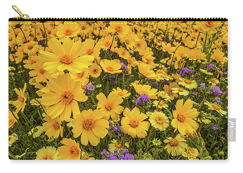 Blm Zip Pouch featuring the photograph Spring Super Bloom by Peter Tellone