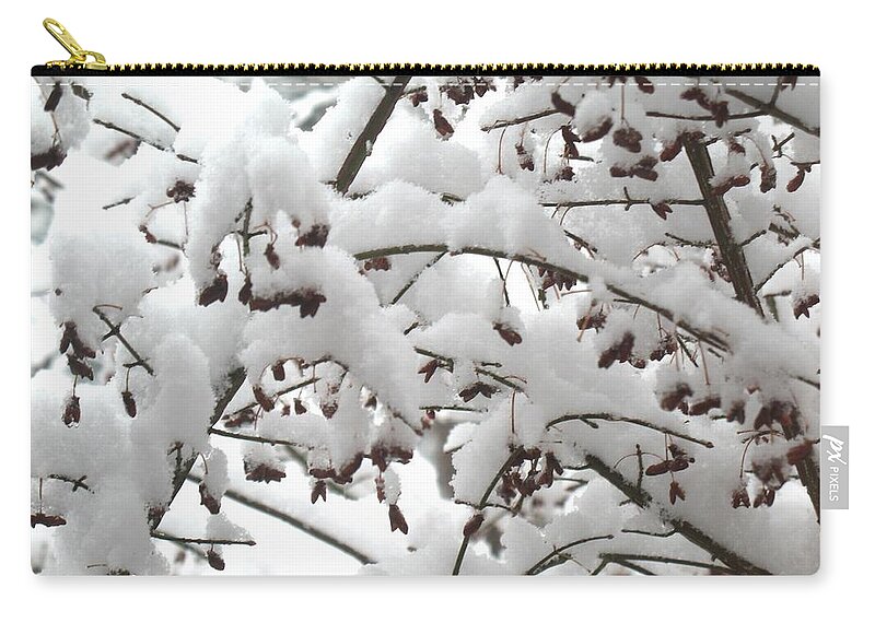 Flowers Zip Pouch featuring the photograph Spring Winter Conflict by Ed Smith