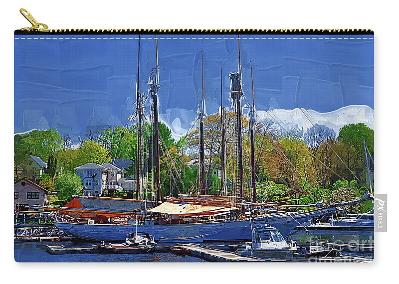 Sailboat Zip Pouch featuring the digital art Springtime In The Harbor by Kirt Tisdale