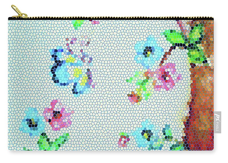 Two Red Birds Zip Pouch featuring the painting Springtime Mosaic by Hazel Holland