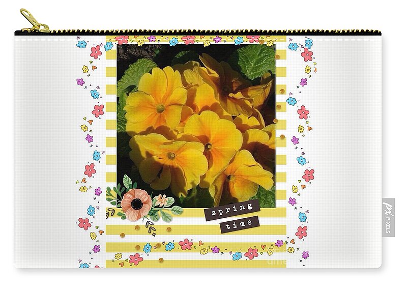 Primroses Zip Pouch featuring the photograph Springtime Primroses 2 by Joan-Violet Stretch