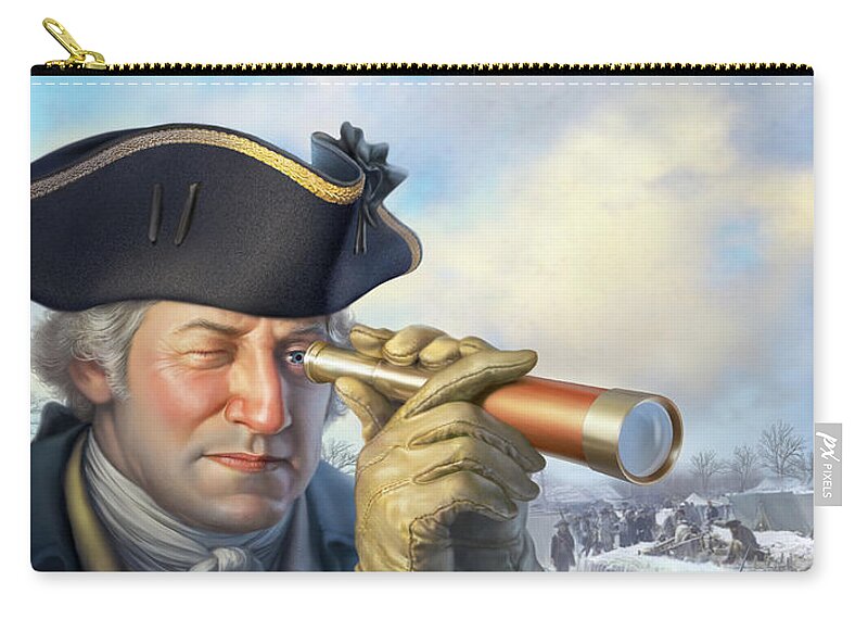 George Washington Carry-all Pouch featuring the digital art Spymaster George by Mark Fredrickson