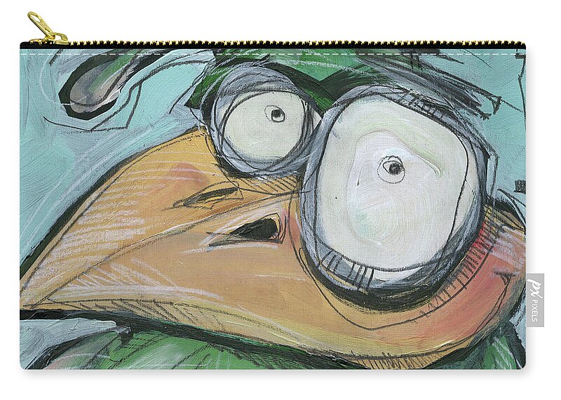 Bird Zip Pouch featuring the painting Square Bird Number 4 by Tim Nyberg