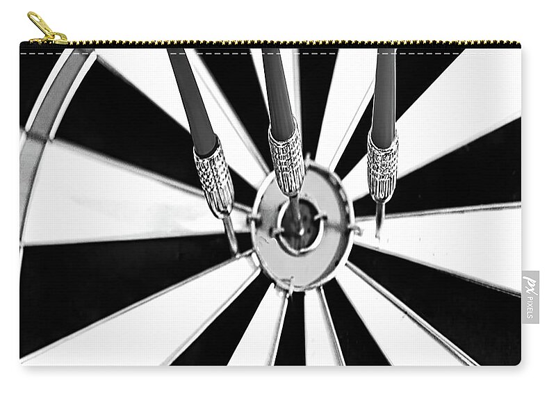 Black And White Square Zip Pouch featuring the photograph Square Dart Board by Pat Cook
