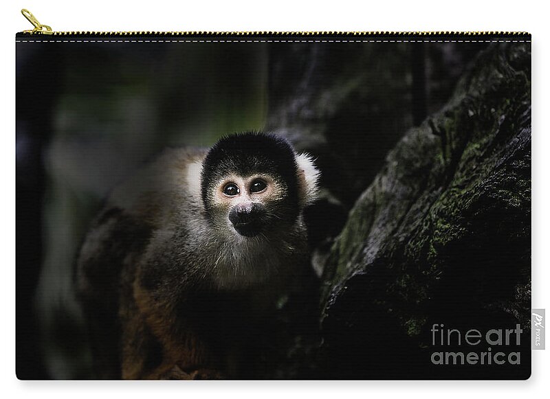 Squirrel Monkey Zip Pouch featuring the photograph Squirrel monkey by Sheila Smart Fine Art Photography