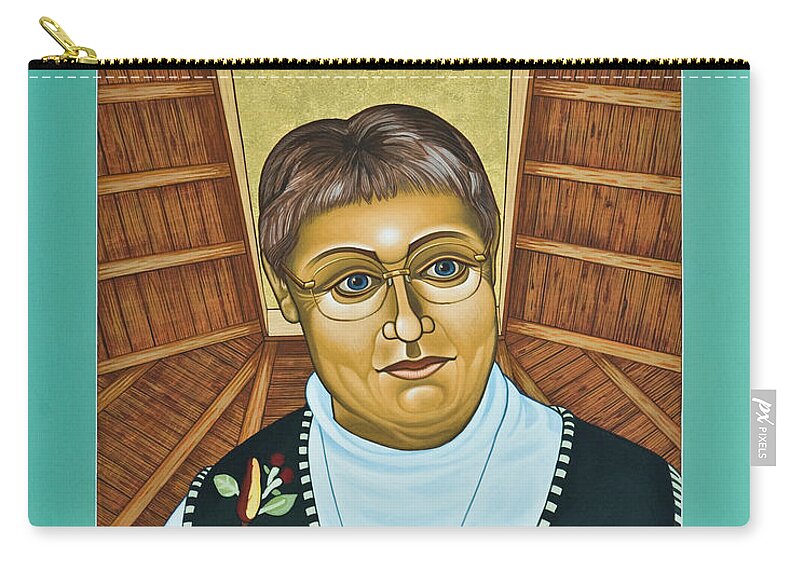 Sr. Marguerite Bartz Zip Pouch featuring the painting Sr. Marguerite Bartz - LWMAB by Lewis Williams OFS